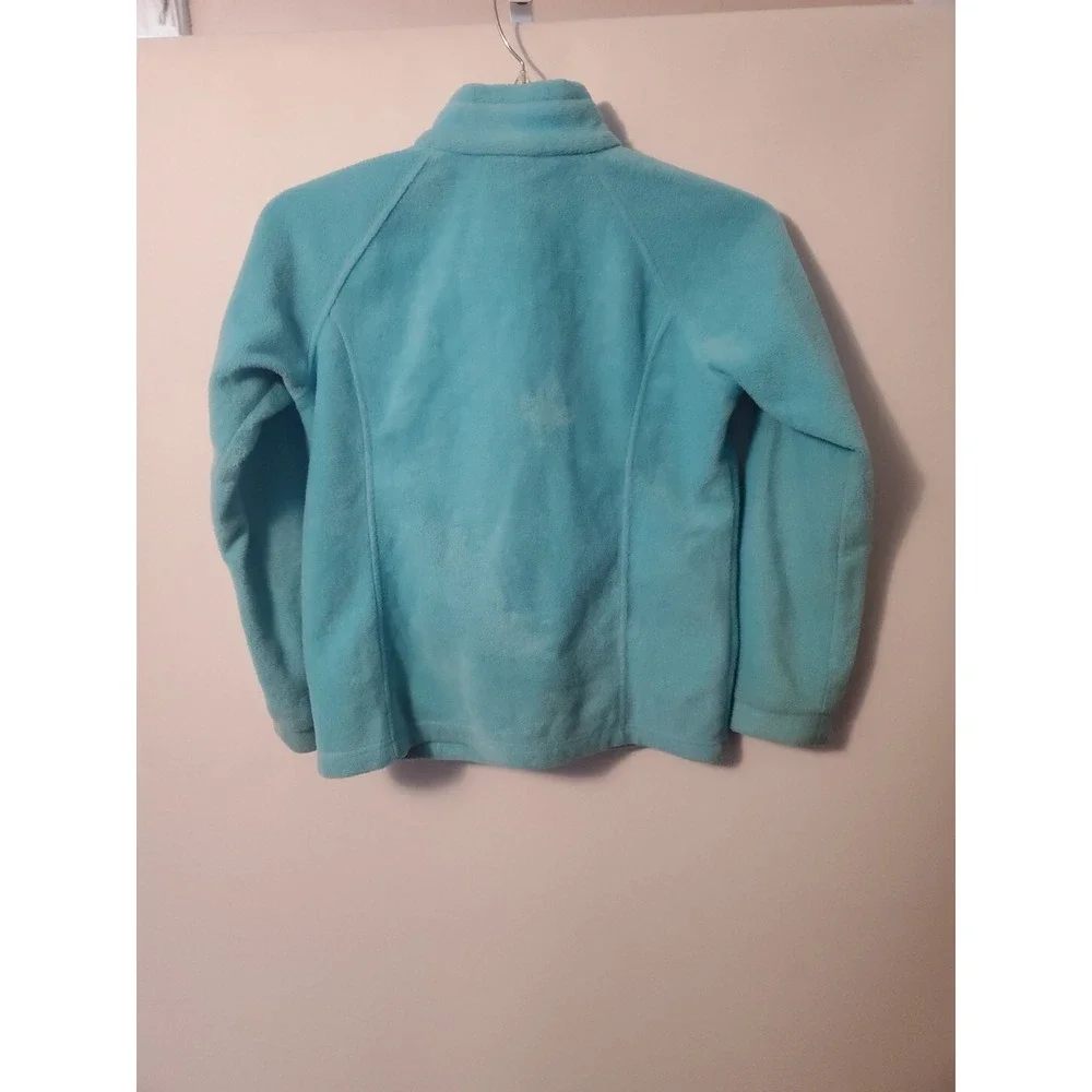Girls Columbia size L 14/16 Blue zip up Fleece Jacket Zip Pockets EUC